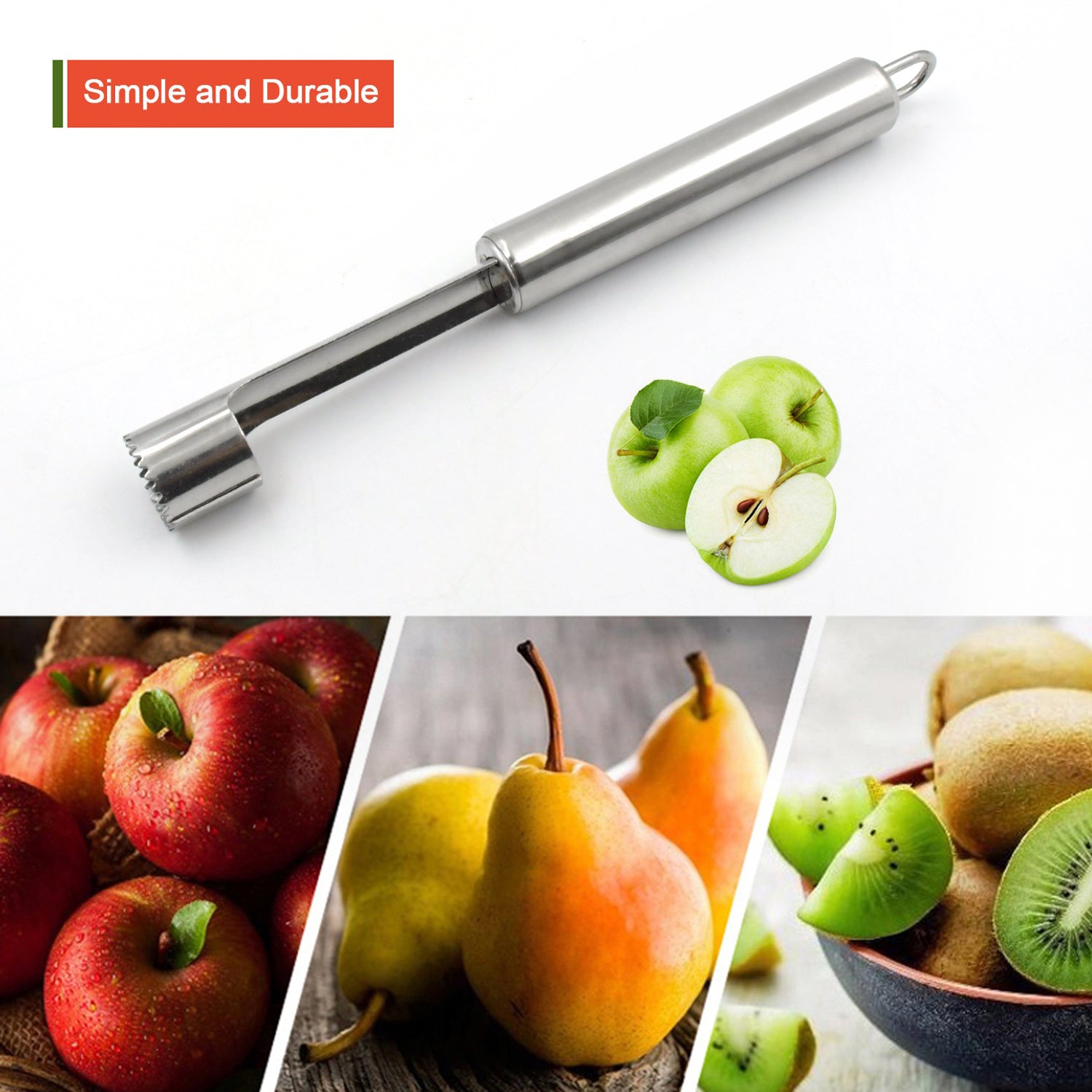 5506 Fruit Core Stainless Steel Set, Core Remover for Apple and Pear, Kitchen Prep Tool Fruit Core Remover Tool with Soft Handle, Apple Corer Stainless Steel, Kitchen Gadget Dishwasher Safe 5506 Fruit Core Stainless Steel Set, Core Remover for Apple and Pear, Kitchen Prep Tool Fruit Core Remover Tool with Soft Handle, Apple Corer Stainless Steel, Kitchen Gadget Dishwasher Safe